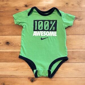 Nike Green & Black Baby Bodysuit Onsie 6 Months Athletic Summer Spring